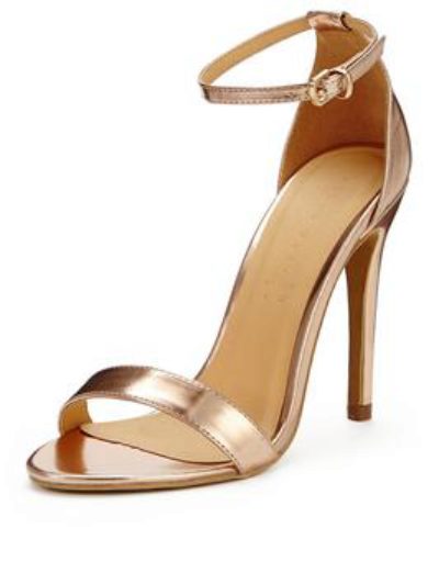 Shoe Box Isabella Minimal Ankle Strap Heeled Sandals - Rose Gold Shoe Box Isabella Minimal Ankle Strap Heeled Sandals - Rose Gold